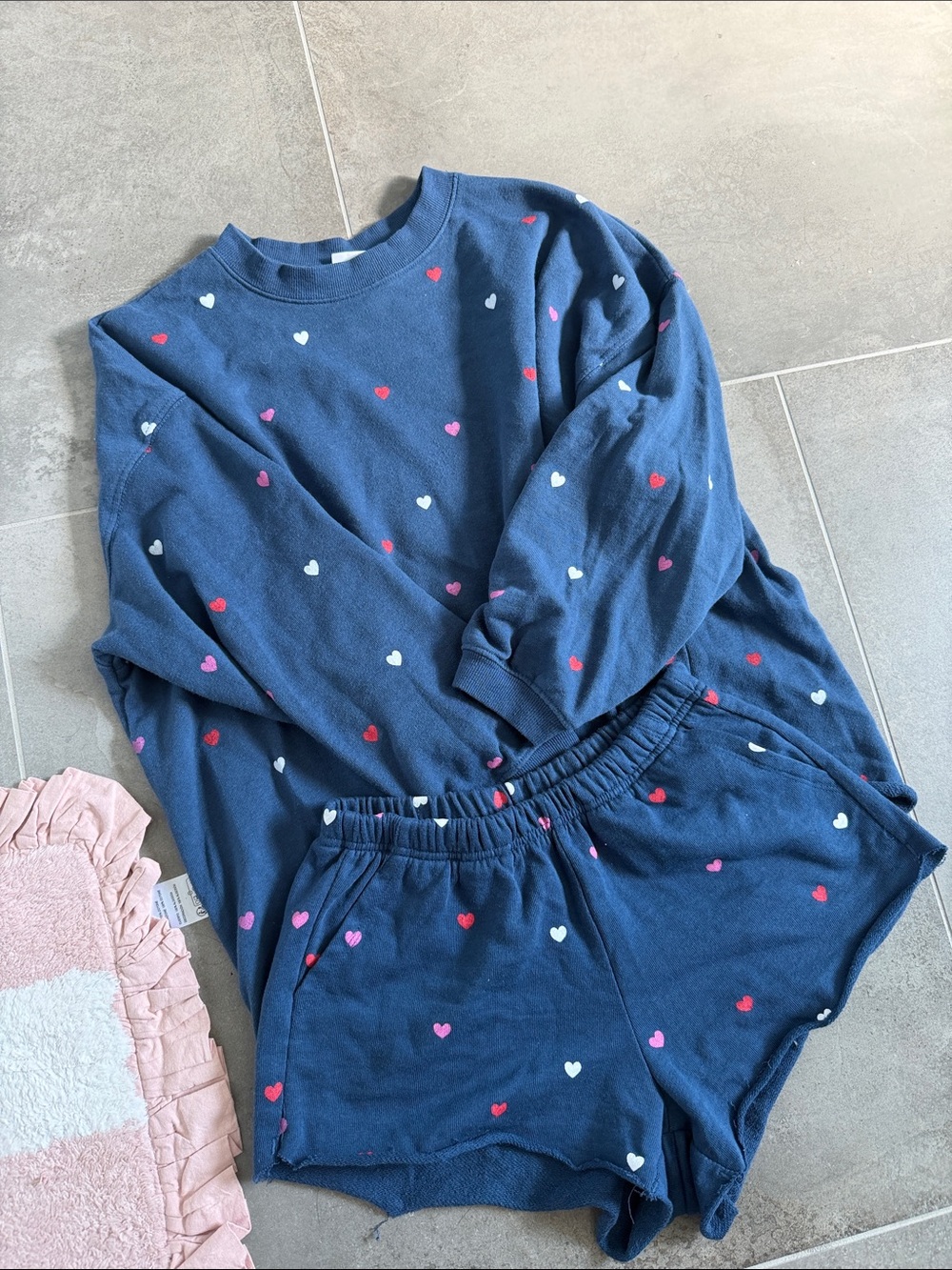 Navy Heart Print Pajama Set - Blue Heart Lounge Set